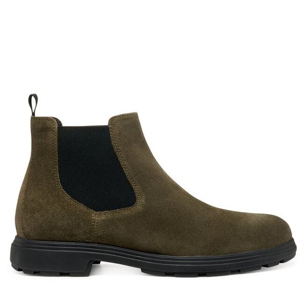 Sztyblety Geox. Brązowe sztyblety męskie Geox, bez obcasa, bez zapięcia. Za 399.99 zł.