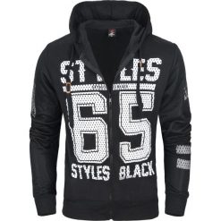 Bluza męska na suwak z kapturem czarna Recea. Czarne bluzy z kapturem męskie Recea, m, bez wzorów, z bawełny, z kapturem. Za 69.97 zł.