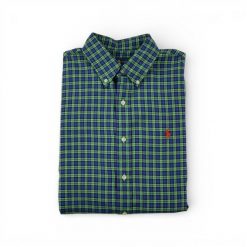 Second life - Klasyczna koszula męska w kratę - Jak nowy. Zielone koszule męskie Ralph Lauren, m, bez wzorów, bez kołnierzyka, bez ramiączek. Za 153.32 zł.