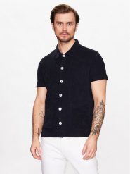 Oscar Jacobson Koszula 60206144 Granatowy Regular Fit. Niebieskie koszule męskie Oscar Jacobson, l, bez wzorów, z bawełny, bez kołnierzyka, bez ramiączek. Za 549.99 zł.