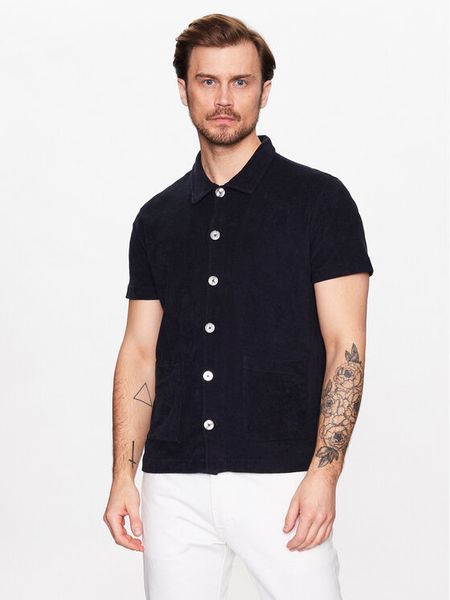 Oscar Jacobson Koszula 60206144 Granatowy Regular Fit. Niebieskie koszule męskie Oscar Jacobson, m, bez wzorów, z bawełny, bez kołnierzyka, bez ramiączek. Za 419.99 zł.