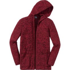 Długi sweter bez zapięcia, z kapturem Slim Fit bonprix czarno-ciemnoczerwony. Swetry męskie marki bonprix. Za 59.99 zł.