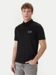Armani Exchange Polo XM002232 AF10364 UC001 Czarny Regular Fit. Czarne koszulki polo męskie Armani Exchange, l, bez wzorów, z bawełny, bez kołnierzyka, bez ramiączek. Za 369.99 zł.