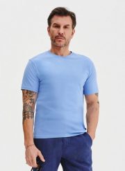 PAKO LORENTE – Bawełniany niebieski t-shirt. Niebieskie t-shirty męskie Pako Lorente, xxl, bez wzorów, z bawełny, bez kołnierzyka, bez ramiączek. Za 69.99 zł.