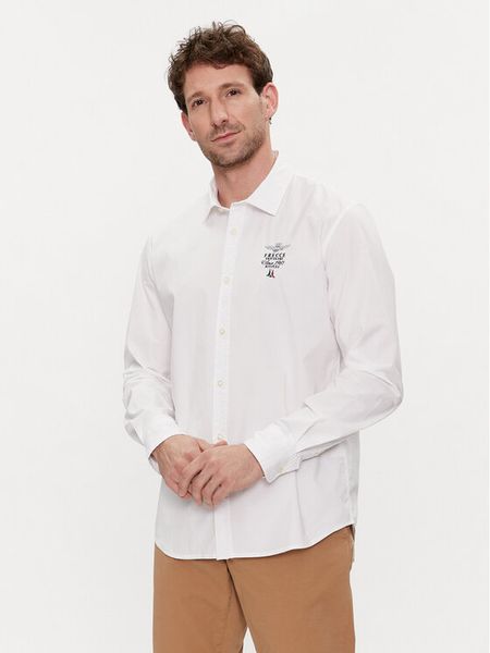 Aeronautica Militare Koszula 241CA1248CT3288 Écru Regular Fit. Koszule męskie Aeronautica Militare, m, bez wzorów, z bawełny, bez kołnierzyka, bez ramiączek. Za 429.99 zł.