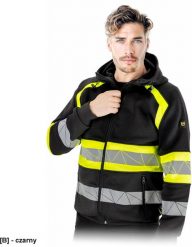 LH-RAUTEX-DS - męska bluza ochronna ostrzegawcza z kapturem pasy odblaskowe zapinana na zamek ściągacze dwie kieszenie fason regular bawełna poliester. Brązowe bluzy rozpinane męskie Reis, m, bez wzorów, z bawełny, z kapturem. Za 209.20 zł.