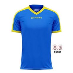 Koszulka piłkarska dla dorosłych Givova Revolution Interlock. Niebieskie t-shirty sportowe męskie Givova, xl, bez wzorów, sportowe, bez ramiączek. Za 54.02 zł.