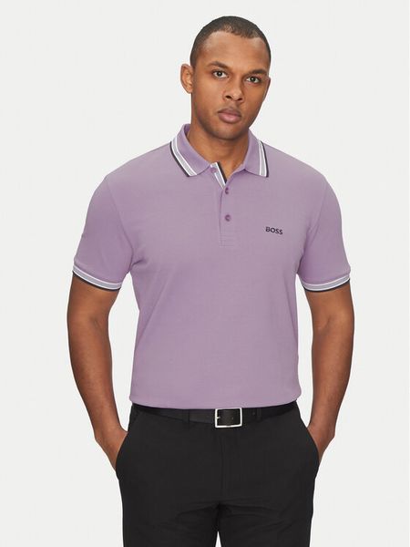 BOSS Polo Paddy 50469055 Fioletowy Regular Fit. Fioletowe koszulki polo męskie Boss, m, bez wzorów, z bawełny, bez kołnierzyka, bez ramiączek. Za 449.99 zł.
