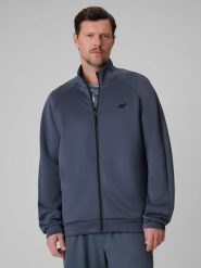 4F Bluza treningowa regular bez kaptura męska - szara XXL. Szare bluzy rozpinane męskie 4f, m, bez wzorów, sportowe, bez ramiączek, bez kaptura. Za 199.99 zł.