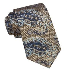 Elegancki Męski Krawat - Alties - Złoty w Duży Wzór. Żółte krawaty i muchy męskie Alties, bez wzorów, z tkaniny, eleganckie. Za 49.00 zł.
