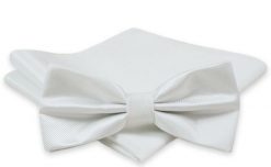 Męska Mucha z Poszetką Alties - Biała. Białe krawaty i muchy męskie Alties, bez wzorów, eleganckie. Za 54.00 zł.