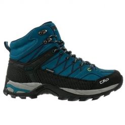 Buty trekkingowe męskie CMP Rigel Mid WP. Niebieskie buty trekkingowe męskie CMP, bez wzorów, z materiału, sportowe, za kostkę, bez obcasa, bez zapięcia. Za 299.00 zł.