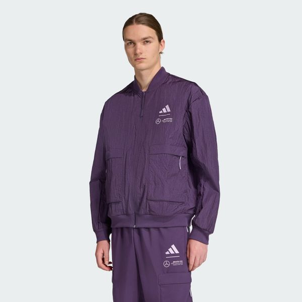 Kurtka typu bomber Mercedes-AMG Petronas Formula One Team Premium Woven. Fioletowe kurtki męskie ADIDAS, bez wzorów, klasyczne, bez ramiączek, bez kaptura. Za 529.00 zł.