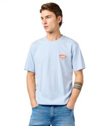 MESKA KOSZULKA WRANGLER SMALL LOGO TEE NIAGARA MIST 112362908. T-shirty męskie Wrangler, xxl, bez wzorów, bez kołnierzyka, bez ramiączek. Za 79.99 zł.
