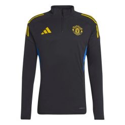 Kurtka dresowa Manchester United EU 2025/26. Czarne kurtki męskie ADIDAS, bez wzorów, z dresówki, sportowe, bez ramiączek, bez kaptura. Za 319.00 zł.