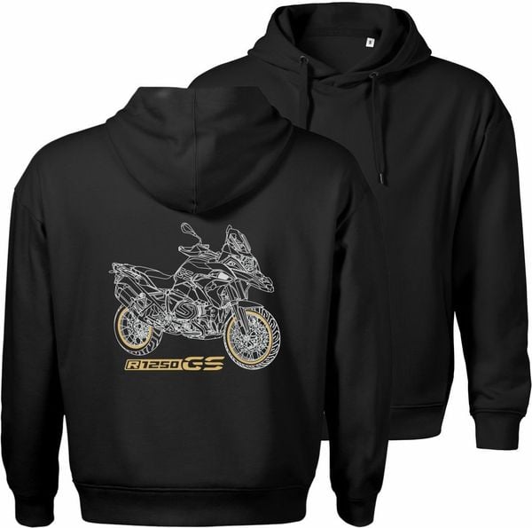Bluza z kapturem motocyklowa z motocyklem na motor BMW GS 1250 Adventure męska czarna L. Czarne bluzy nierozpinane męskie Topslang, l, bez wzorów, bez ramiączek, z kapturem. Za 287.30 zł.