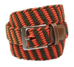Pasek Oliwkowo-Pomarańczowy, Elastyczny do Spodni, Casualowy, Pleciony, Parciany -ALTIES. Brązowe paski męskie Alties, bez wzorów, z elastanu. Za 59.00 zł.