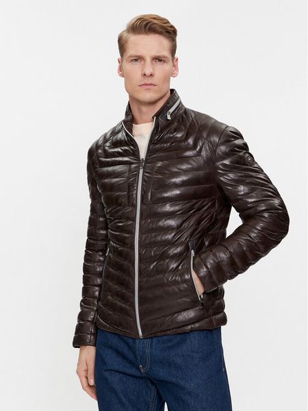 Milestone Kurtka skórzana Malik 991019 60215 Brązowy Regular Fit. Brązowe kurtki męskie Milestone, m, bez wzorów, ze skóry, bez ramiączek, bez kaptura. Za 1,129.00 zł.