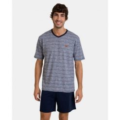 Piżama męska rozm. L P241339 Blue Vigore X52. Niebieskie piżamy męskie Massana Homewear, l, bez wzorów, z bawełny, bez kołnierzyka, bez ramiączek. Za 234.00 zł.