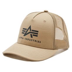 Czapka z daszkiem Alpha Industries. Brązowe czapki męskie Alpha Industries, bez wzorów. Za 79.99 zł.