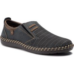 Półbuty RIEKER - B2477-14 Blau. Niebieskie codzienne półbuty męskie Rieker, bez wzorów, z materiału, eleganckie, bez obcasa, bez zapięcia. W wyprzedaży za 189.00 zł.