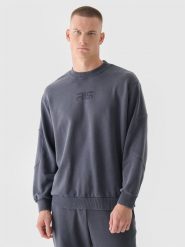 4F Bluza dresowa oversize bez kaptura męska 4F x Robert Lewandowski - szara M. Szare bluzy nierozpinane męskie 4f, m, bez wzorów, z bawełny, klasyczne, bez ramiączek, bez kaptura. W wyprzedaży za 119.99 zł.