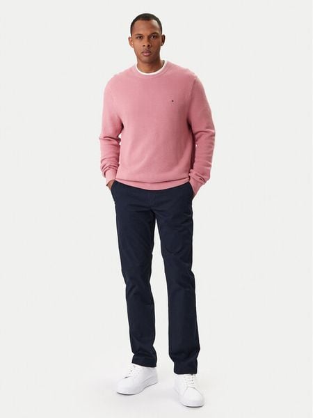 Tommy Hilfiger Sweter Essential MW0MW36347 Koralowy Regular Fit. Pomarańczowe kardigany męskie Tommy Hilfiger, bez wzorów, z bawełny, bez kołnierzyka, bez ramiączek. Za 409.99 zł.