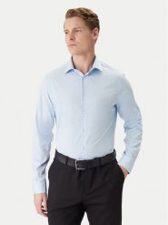 Calvin Klein Koszula LV019EU001 Błękitny Slim Fit. Niebieskie koszule męskie Calvin Klein, m, bez wzorów, z bawełny, bez kołnierzyka, bez ramiączek. Za 329.99 zł.