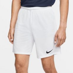 Spodnie sportowe męskie Nike Dry Park Iii. Białe szorty sportowe męskie Nike, bez wzorów, sportowe. Za 128.00 zł.