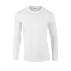 Koszulka Z Długim Rękawem Dla Dorosłych Unisex Soft Touch. Białe koszulki męskie z długim rękawem GILDAN, xl, bez wzorów, sportowe, bez kołnierzyka, bez ramiączek. Za 40.99 zł.