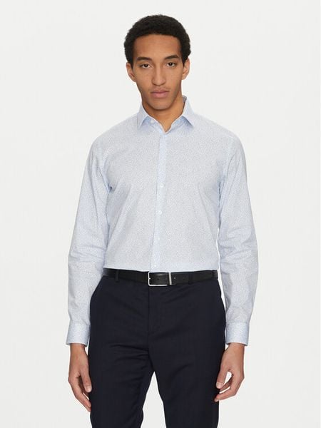 Calvin Klein Koszula K10K114314 Błękitny Slim Fit. Niebieskie koszule męskie Calvin Klein, m, bez wzorów, z bawełny, bez kołnierzyka, bez ramiączek. Za 339.99 zł.