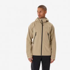 Kurtka turystyczna męska Quechua MH500. Brązowe kurtki męskie QUECHUA, l, bez wzorów, z elastanu, sportowe, bez ramiączek, bez kaptura. Za 399.99 zł.