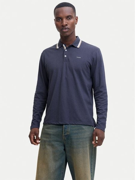Jack & Jones Polo Blualves 12287520 Niebieski Regular Fit. Niebieskie koszulki polo męskie Jack & Jones, l, bez wzorów, z bawełny, bez kołnierzyka, bez ramiączek. Za 79.99 zł.