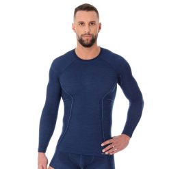 Koszulka wełniana z długim rękawem męska Brubeck ACTIVE WOOL. Niebieskie bielizna termoaktywna męska Brubeck, m, bez wzorów, z elastanu, bez ramiączek. Za 237.00 zł.