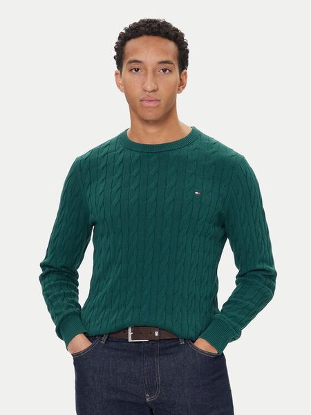 Tommy Hilfiger Sweter MW0MW33132 Zielony Regular Fit. Zielone kardigany męskie Tommy Hilfiger, m, bez wzorów, z bawełny, bez ramiączek. Za 369.99 zł.