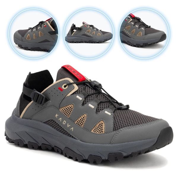 Buty męskie KADVA Chorro. Szare buty trekkingowe męskie KADVA, bez wzorów, sportowe, bez obcasa, bez zapięcia. Za 169.99 zł.
