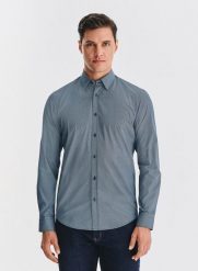 PAKO LORENTE – Bawełniana koszula w mikrowzór. Koszule męskie Pako Lorente, m, bez wzorów, z bawełny, bez kołnierzyka, bez ramiączek. Za 299.99 zł.