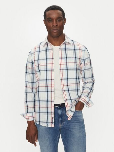 Tommy Jeans Koszula DM0DM20885 Kolorowy Regular Fit. Koszule męskie Tommy Jeans, l, bez wzorów, z bawełny, bez kołnierzyka, bez ramiączek. Za 219.99 zł.