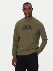 KARL LAGERFELD Bluza 705091 554917 Zielony Regular Fit. Zielone bluzy nierozpinane męskie KARL LAGERFELD, m, bez wzorów, z bawełny, bez ramiączek, bez kaptura. Za 439.99 zł.