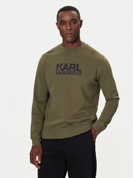 KARL LAGERFELD Bluza 705091 554917 Zielony Regular Fit. Zielone bluzy nierozpinane męskie KARL LAGERFELD, m, bez wzorów, z bawełny, bez ramiączek, bez kaptura. Za 349.99 zł.