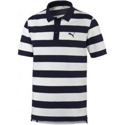 Puma Koszulka Polo Ess Striped Pique Polo Peacoat White M. Koszulki polo męskie marki Puma. W wyprzedaży za 99.00 zł.