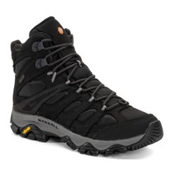 Buty turystyczne męskie Merrell Moab 3 Apex Mid WP. Czarne buty trekkingowe męskie Merrell, bez wzorów, sportowe, bez obcasa, bez zapięcia. Za 499.99 zł.