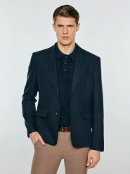 Marynarka męska lniana granatowa Sevan 403. Niebieskie marynarki męskie Big Star, l, bez wzorów, z bawełny. Za 379.99 zł.