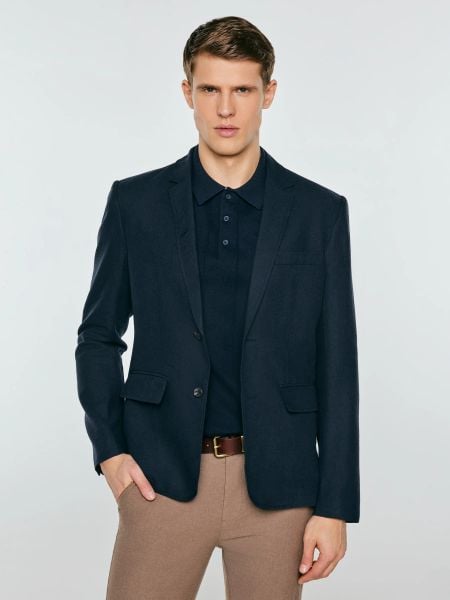 Marynarka męska lniana granatowa Sevan 403. Niebieskie marynarki męskie Big Star, l, bez wzorów, z bawełny. Za 379.99 zł.