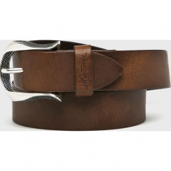 Mustang - Pasek. Brązowe paski męskie Mustang, w paski, z materiału. Za 129.90 zł.