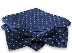 Granatowa Mucha z Granatową Poszetką, Męska. Niebieskie krawaty i muchy męskie Alties, bez wzorów, eleganckie. Za 54.00 zł.
