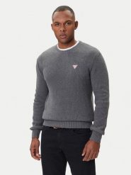 Guess Sweter M4BR30 Z3HM1 Szary Regular Fit. Szare swetry męskie Guess, z aplikacjami, z bawełny, bez kołnierzyka, bez ramiączek. Za 249.99 zł.