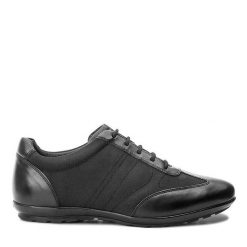 Półbuty Geox. Czarne codzienne półbuty męskie Geox, bez wzorów, bez obcasa, bez zapięcia. Za 319.99 zł.