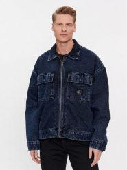 Calvin Klein Jeans Kurtka jeansowa J30J324575 Granatowy Boxy Fit. Niebieskie kurtki męskie Calvin Klein Jeans, m, bez wzorów, z bawełny, bez ramiączek, bez kaptura. Za 759.99 zł.