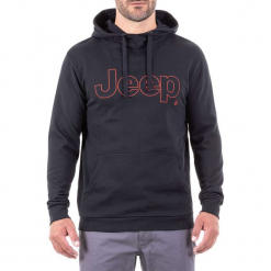 Bluza w kolorze czarnym. Czarne bluzy nierozpinane męskie Jeep, z nadrukiem. W wyprzedaży za 112.95 zł.